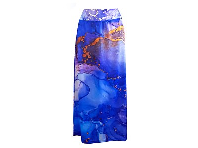 Modrá dlouhá sukně s tiskem - vel.38